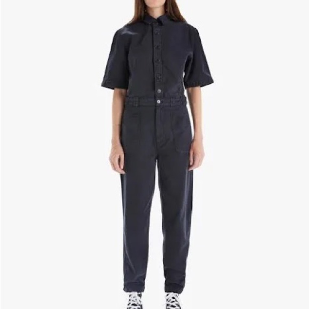 Mother The Elbow Grease Jumpsuit Flood Faded Black